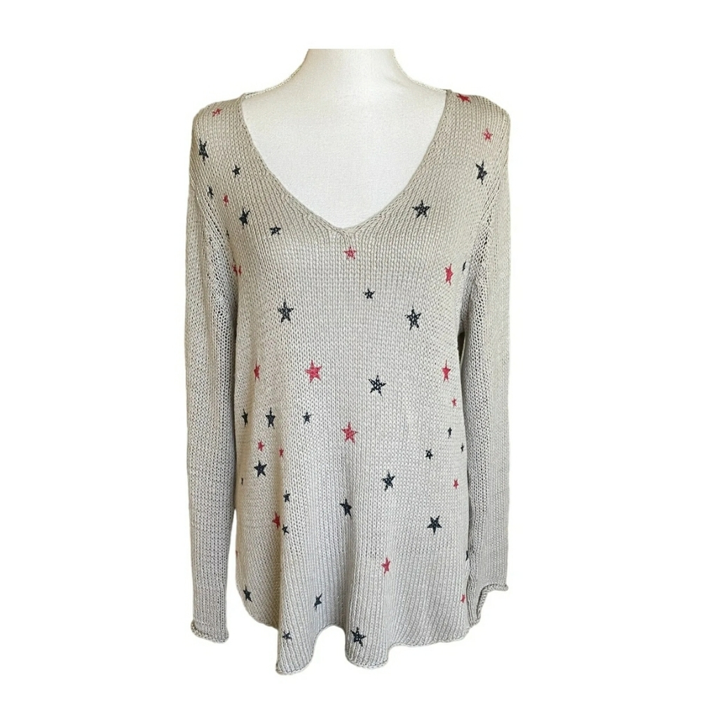 Wooden ships  small patriotic stars sweater